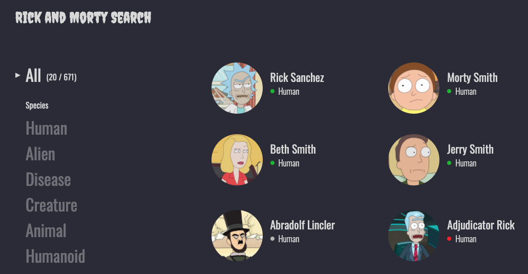 Rick and Morty Search